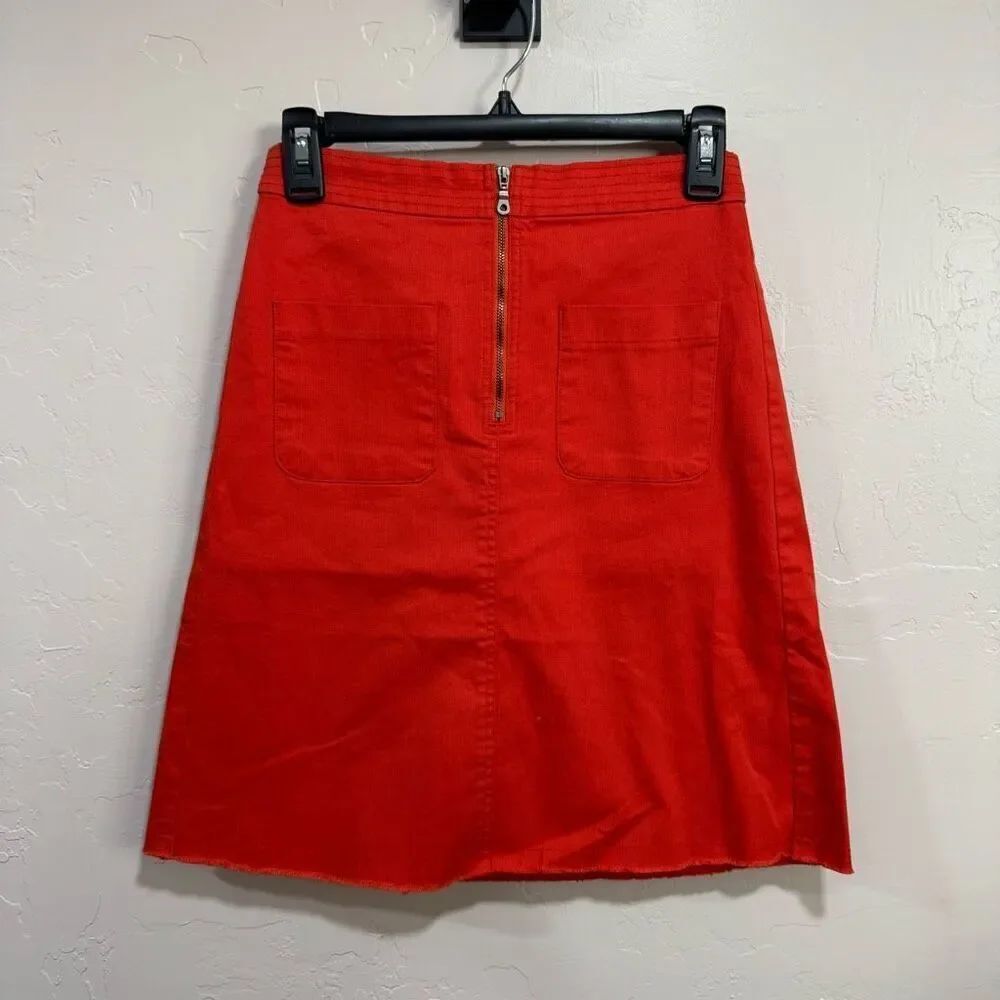 Roolee Orange Red A Line Zipper Skirt